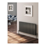 Reina Vicari Horizontal Single Panel White / Anthracite Finish Aluminium Radiator - www.ultrabathroom.com
