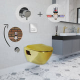 Short Projection GOLD Wall Hung Combined Bidet Toilet With Soft Close Seat - www.ultrabathroom.com