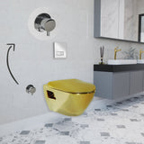 Short Projection GOLD Wall Hung Combined Bidet Toilet With Soft Close Seat - www.ultrabathroom.com