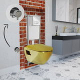 Short Projection GOLD Wall Hung Combined Bidet Toilet With Soft Close Seat - www.ultrabathroom.com
