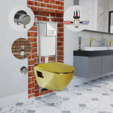 Short Projection GOLD Wall Hung Combined Bidet Toilet With Soft Close Seat - www.ultrabathroom.com