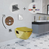 Short Projection GOLD Wall Hung Combined Bidet Toilet With Soft Close Seat - www.ultrabathroom.com