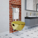Short Projection GOLD Wall Hung Combined Bidet Toilet With Soft Close Seat - www.ultrabathroom.com
