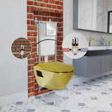 Short Projection GOLD Wall Hung Combined Bidet Toilet With Soft Close Seat - www.ultrabathroom.com