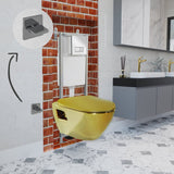 Short Projection GOLD Wall Hung Combined Bidet Toilet With Soft Close Seat - www.ultrabathroom.com