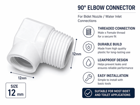 90° Elbow Connector 12mm for Toilet Bidet Connection - Plastic - www.ultrabathroom.com