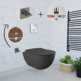 Franco Matt Black Wall Hung Combined Bidet Toilet With Soft Close Seat - www.ultrabathroom.com