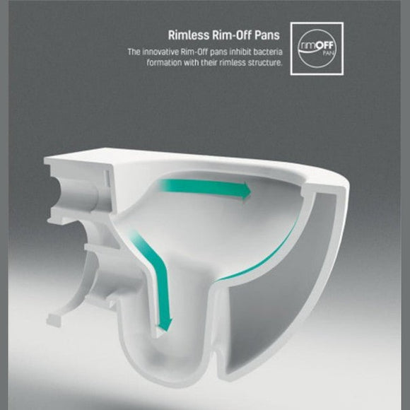 Franco Rimless Cool Grey Wall Hung Combined Bidet Toilet With Soft Close Seat - www.ultrabathroom.com