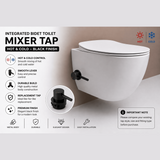 Integrated Bidet Toilet Mixer Tap – Hot & Cold – Black Finish - www.ultrabathroom.com