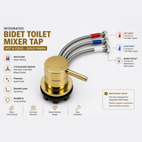 Integrated Bidet Toilet Mixer Tap – Hot & Cold – Gold Finish - www.ultrabathroom.com