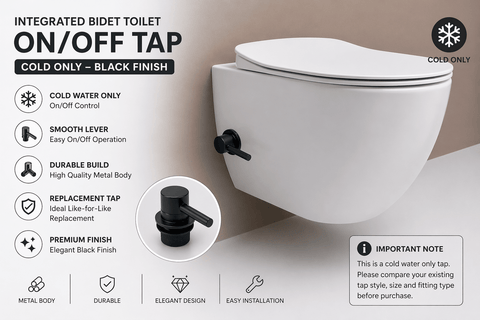 Integrated Bidet Toilet On/Off Tap – Cold Only – Black Finish - www.ultrabathroom.com