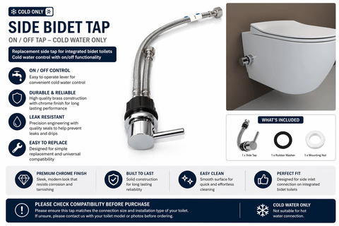 Integrated Bidet Toilet On/Off Tap - Cold Only - Chrome Finish - www.ultrabathroom.com