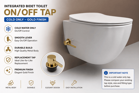 Integrated Bidet Toilet On/Off Tap – Cold Only – Gold Finish - www.ultrabathroom.com