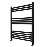 Pozo 600x800 Flat Mat Black Finish Heated Towel Rail - www.ultrabathroom.com
