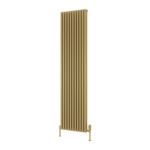 Reina Albano Vertical Aluminium Designer Radiator - Brass Effect - www.ultrabathroom.com