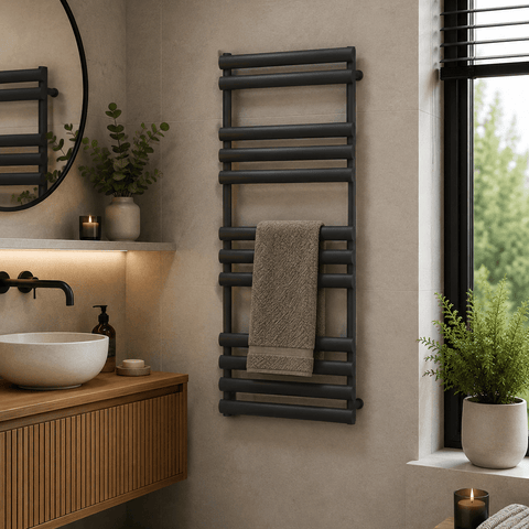 Reina Arbori Designer Towel Rail - Anthracite - www.ultrabathroom.com