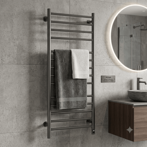 Reina Arnage Dry Electric Heated Towel Rail - Gun Metal - www.ultrabathroom.com