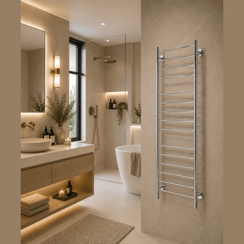 Reina Arnage Dry Electric Heated Towel Rail - Polished - www.ultrabathroom.com