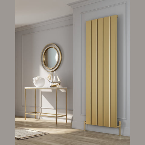 Reina Caldaro Vertical Aluminium Designer Radiator - Brass Effect - www.ultrabathroom.com