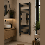 Reina Capo Electric Flat Heated Towel Rail - Black - www.ultrabathroom.com