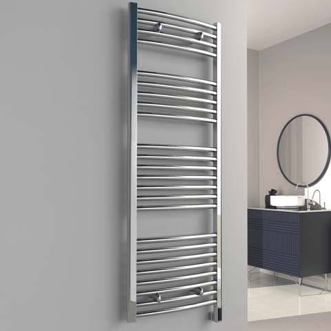 Reina Diva Electric Curved Heated Towel Rail - Chrome - www.ultrabathroom.com