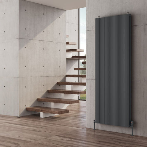 Reina Gio Double Vertical Aluminium Designer Radiator - Anthracite - www.ultrabathroom.com
