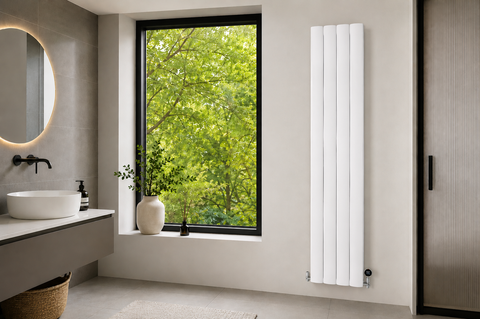Reina Gio Single Vertical Aluminium Designer Radiator - White