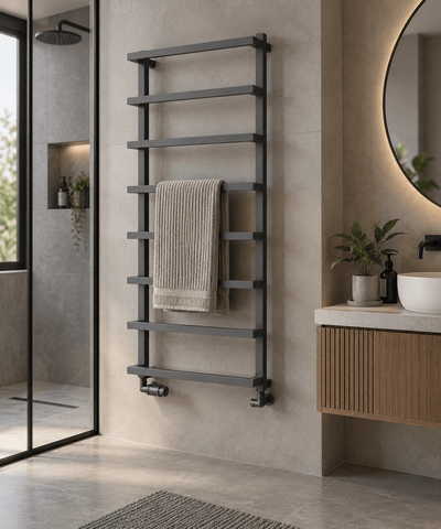 Reina Glora Designer Towel Rail - Anthracite - www.ultrabathroom.com