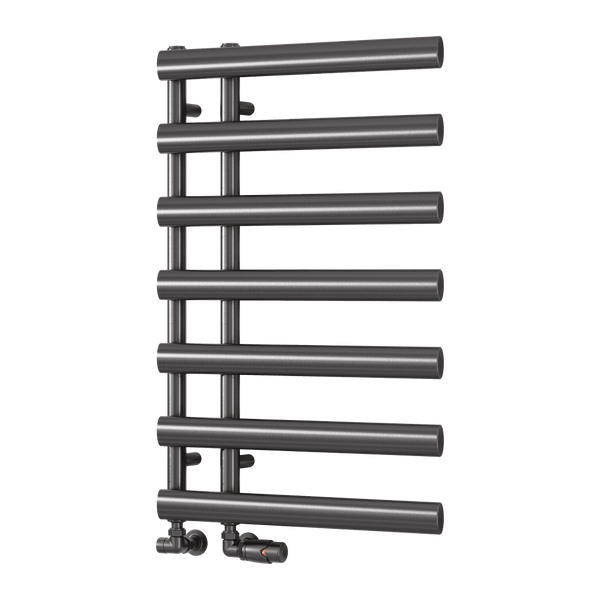 Reina Grace Vertical Designer Steel Radiator In Brushed Gun Metal ...