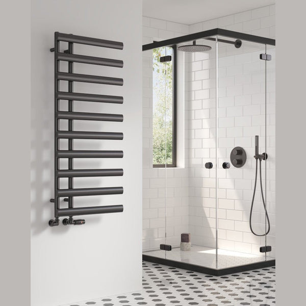 Reina Grace Vertical Designer Steel Radiator In Brushed Gun Metal ...