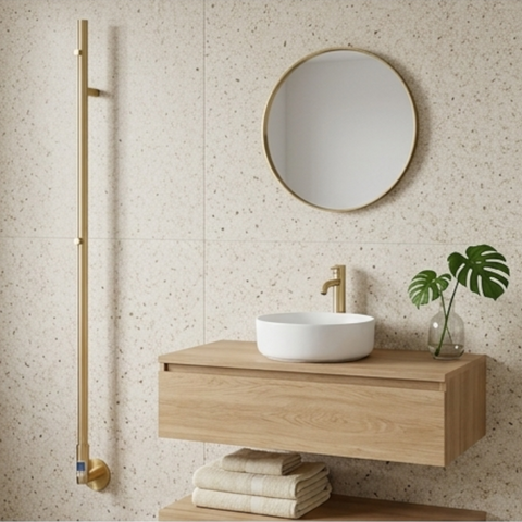 Reina Ines Dry Electric Heated Towel Bar - Brushed Brass