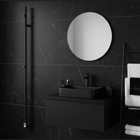 Reina Ines Dry Electric Heated Towel Bar - Matt Black - www.ultrabathroom.com