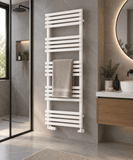 Reina Kale Designer Towel Rail - White - www.ultrabathroom.com