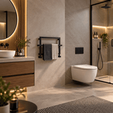 Reina Lago 2 Designer Towel Rail - Black - 600 x 450 mm - www.ultrabathroom.com