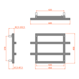 Reina Lago 2 Designer Towel Rail - Chrome - 600 x 450 mm