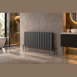 Reina Loco Double Horizontal Aluminium Designer Radiator - Anthracite - www.ultrabathroom.com