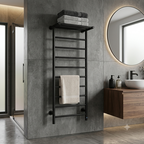 Reina Maira Dry Electric Heated Towel Rail - Black