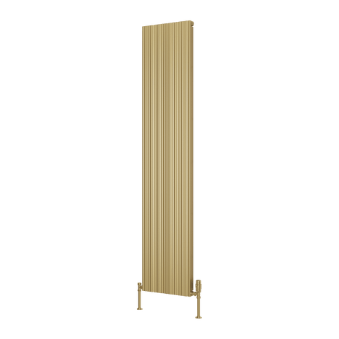 Reina Melvin Vertical Aluminium Designer Radiator - Brass Effect - www.ultrabathroom.com