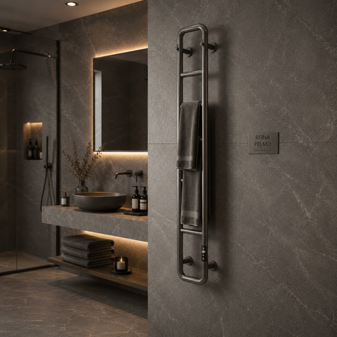 Reina Pelmo Electric Heated Towel Rail - Gun Metal - www.ultrabathroom.com
