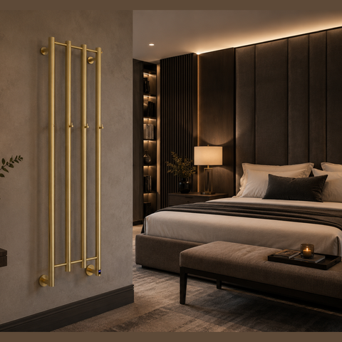 Reina Solara Electric Heated Towel Rail - Brushed Brass