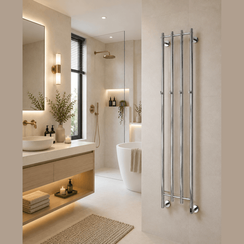 Reina Solara Electric Heated Towel Rail - Polished - www.ultrabathroom.com