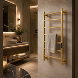 Reina Velino Electric Heated Towel Rail - Brushed Brass