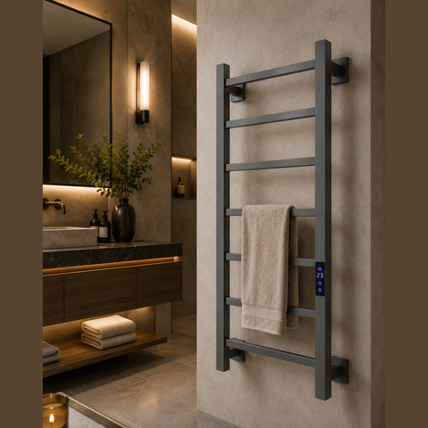 Reina Velino Electric Heated Towel Rail - Gun Metal