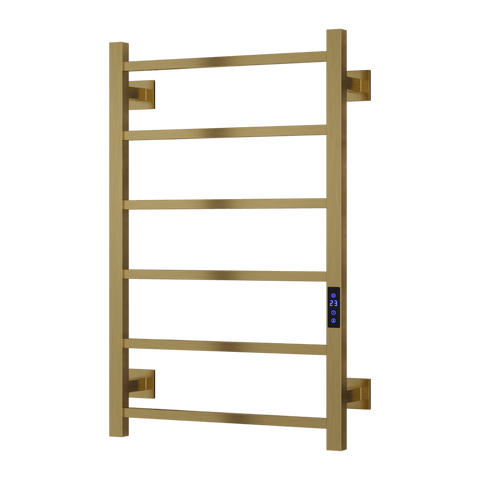 Reina Velino Electric Heated Towel Rail - Brushed Brass - www.ultrabathroom.com