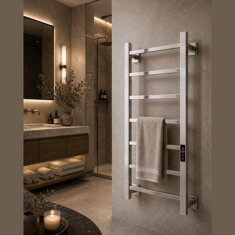 Reina Velino Electric Heated Towel Rail - Polished - www.ultrabathroom.com
