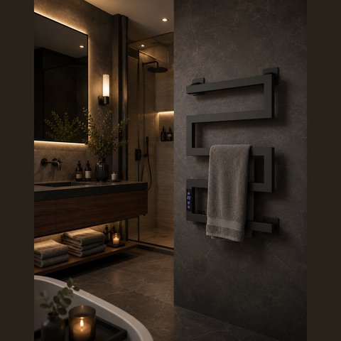Reina Vispa Electric Heated Towel Rail - Matt Black