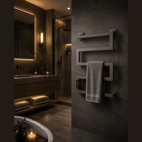 Reina Vispa Electric Heated Towel Rail - Polished - www.ultrabathroom.com