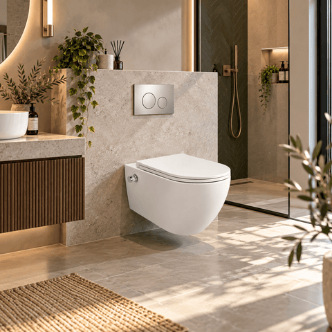 Rocco Integrated Rimless Hot and Cold Wall Hung Combined Bidet Toilet with Soft Close Seat - www.ultrabathroom.com