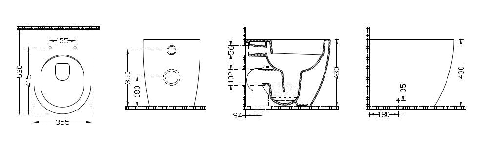 Salvo Rimless Comfort Height Back to Wall Combined Bidet Toilet with Soft Close Lid - www.ultrabathroom.com