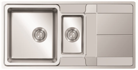 Ukinox Assos AS 1000.500.15 Kitchen Sink, 1000×500mm — Polished Stainless Steel - www.ultrabathroom.com